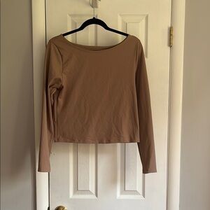 Abercrombie & Fitch Tan Crop Fitted Blouse